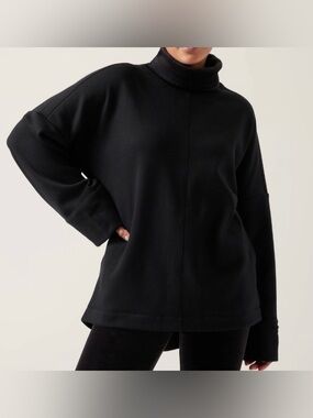 Athleta Black Funnel Neck Pullover Sweater